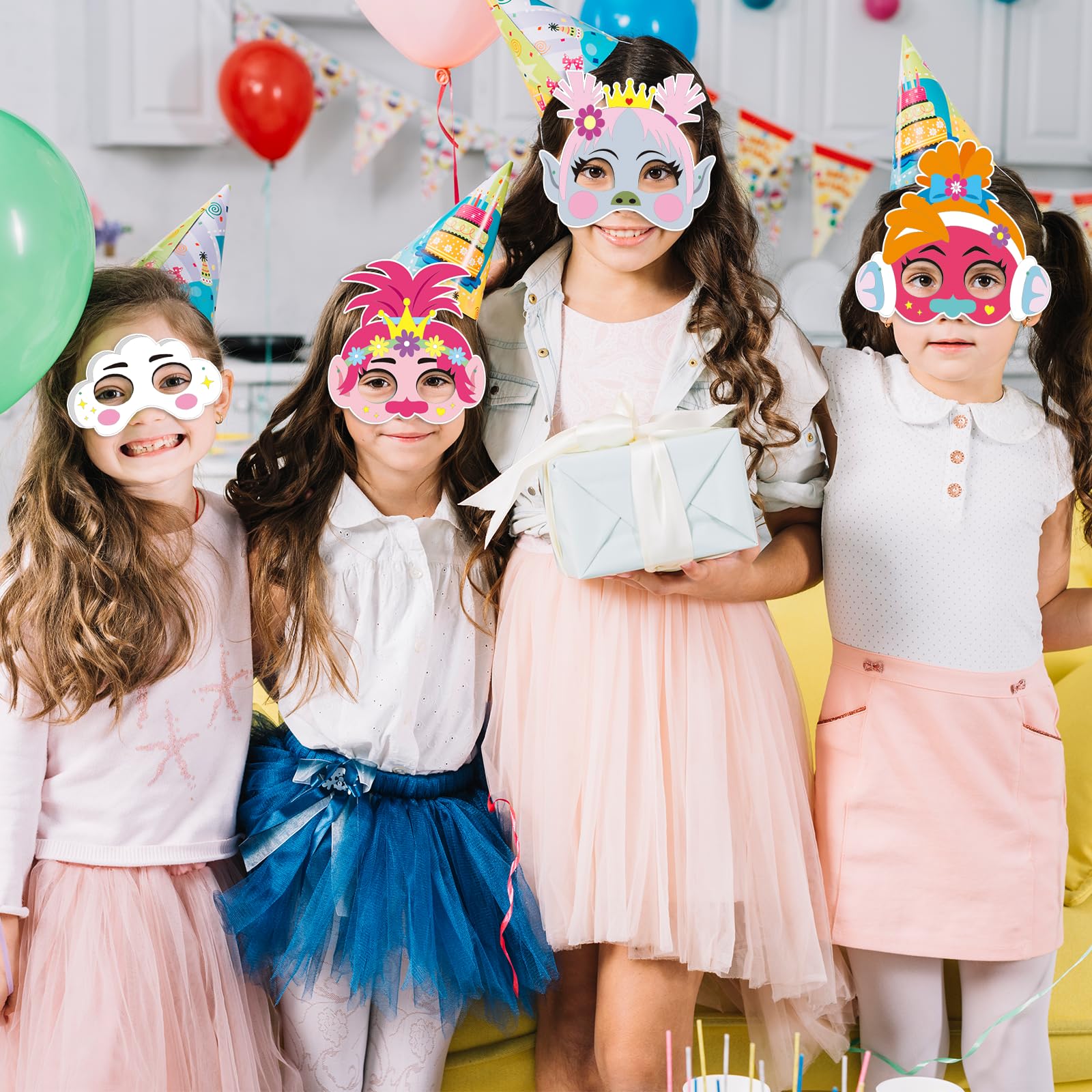 YOLOUP 24 Pack Colour In Masks for Kids Mask Craft Kit for Girls Colour Your Own Mask DIY Blank Painting Mask for Halloween Party Cosplay Dress Up Children To Make & Decorate - Image 3