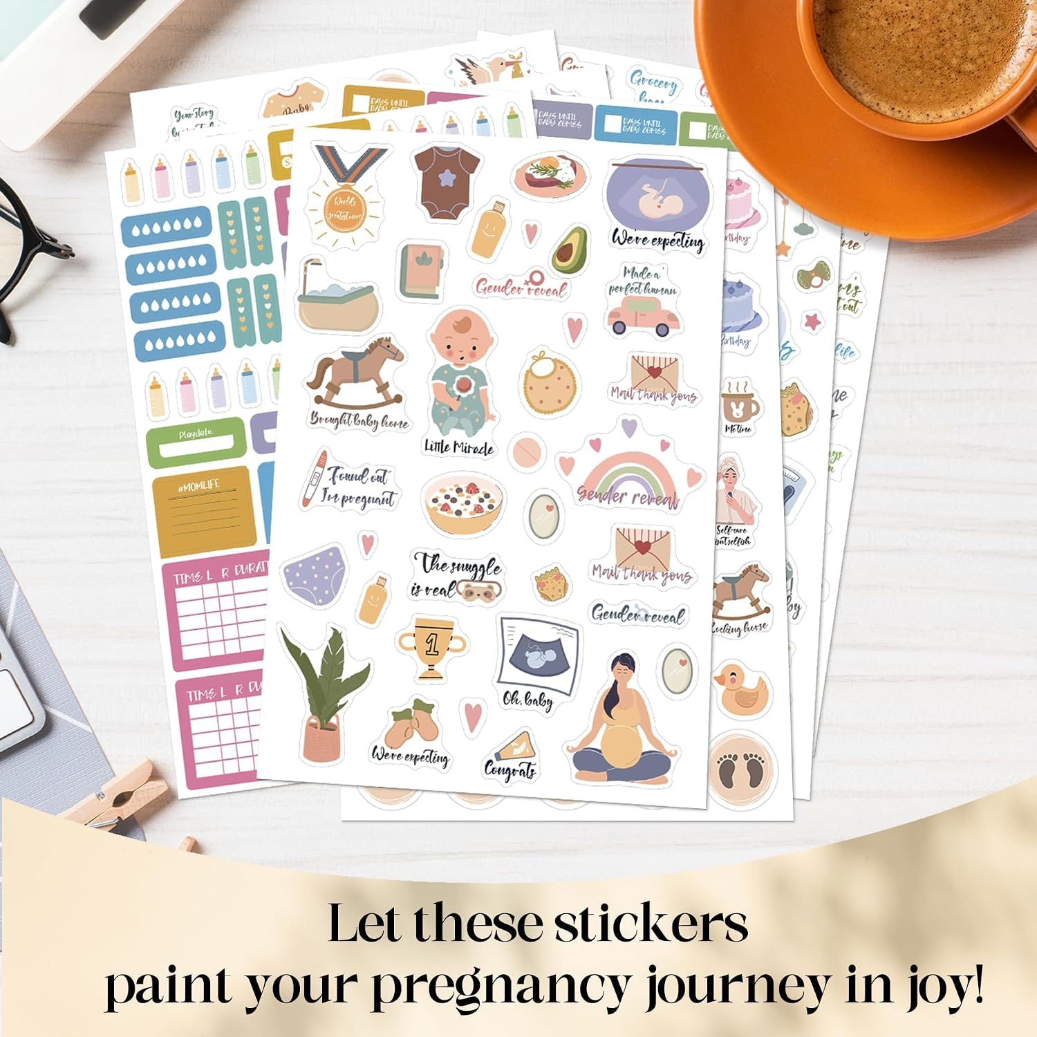 BIROYAL Baby Scrapbook Supplies, 12 Sheets, 590+ Baby Scrapbook Stickers image 4