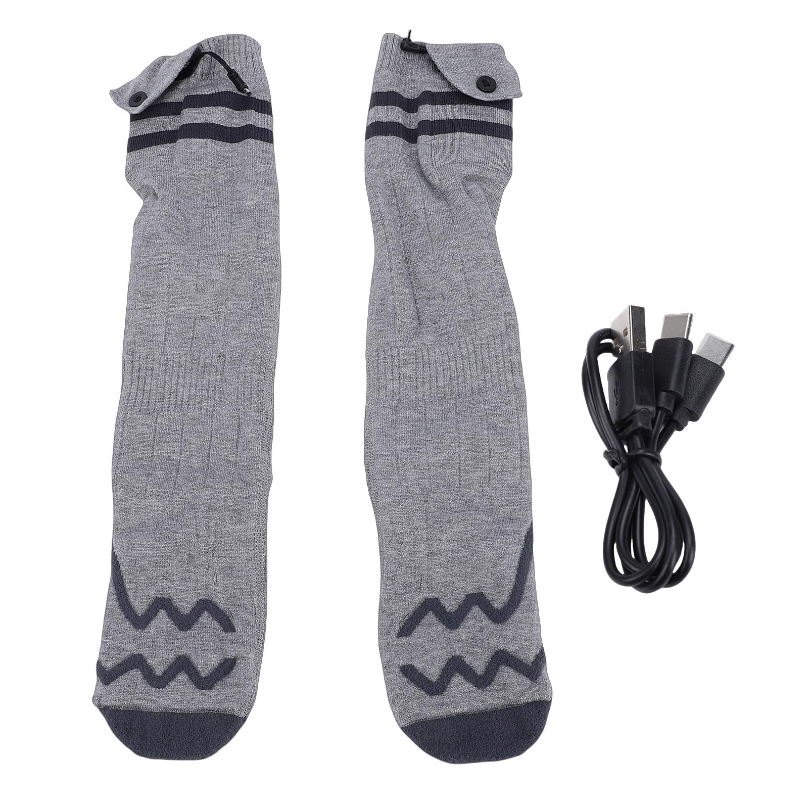 Calcetines Térmicos Lavables A Máquina con Control De Aplicación Medias Calentadoras De Pies Eléctricas para Esquí De Invierno Gris