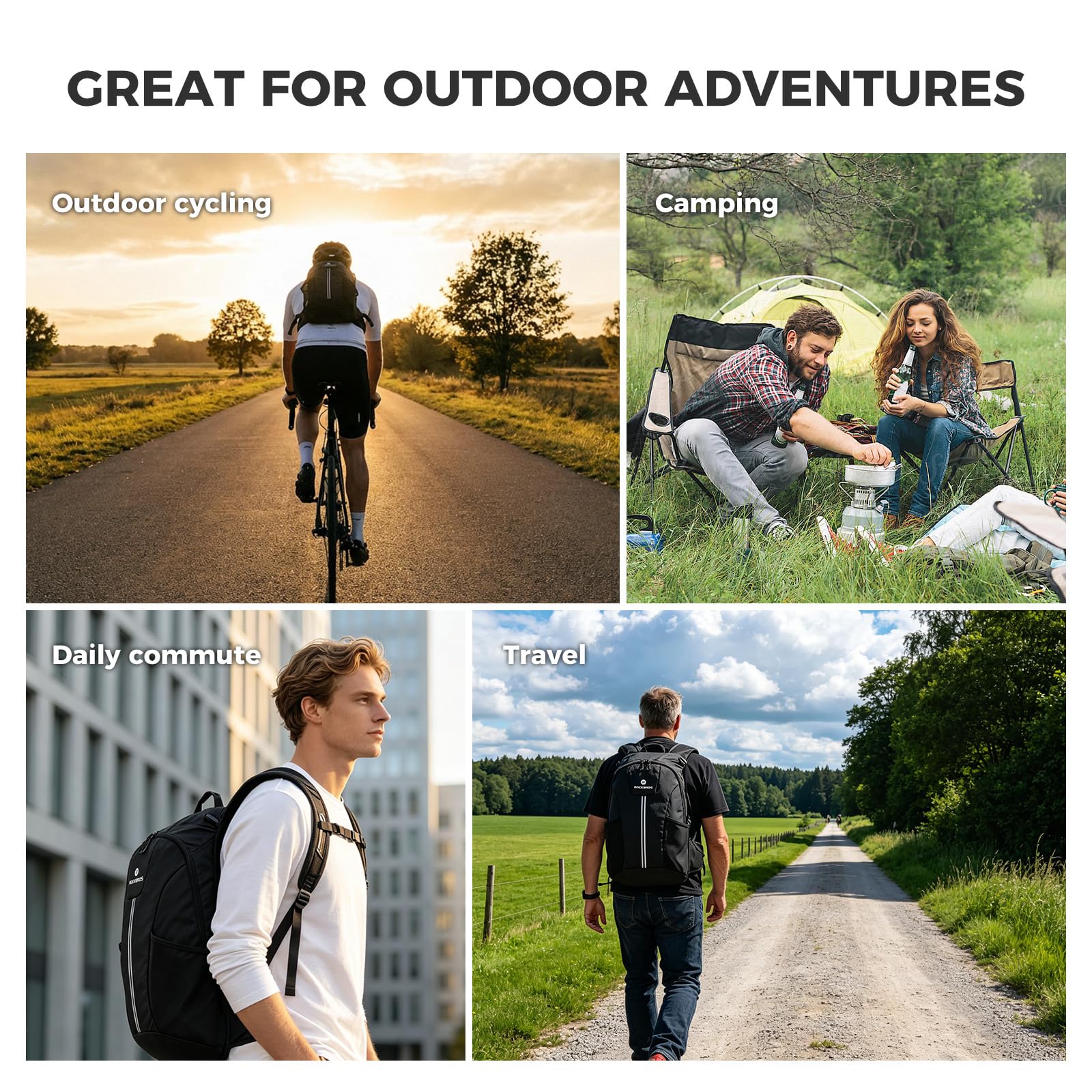 ROCKBROS Wanderrucksack 20L Trekkingrucksack Faltbar, Ultraleicht Reißfest | Outdoor Rucksäcke Mit Rückenbelüftung Herren Damen, für Camping Wandern Reisen Klettern Bergsteigen