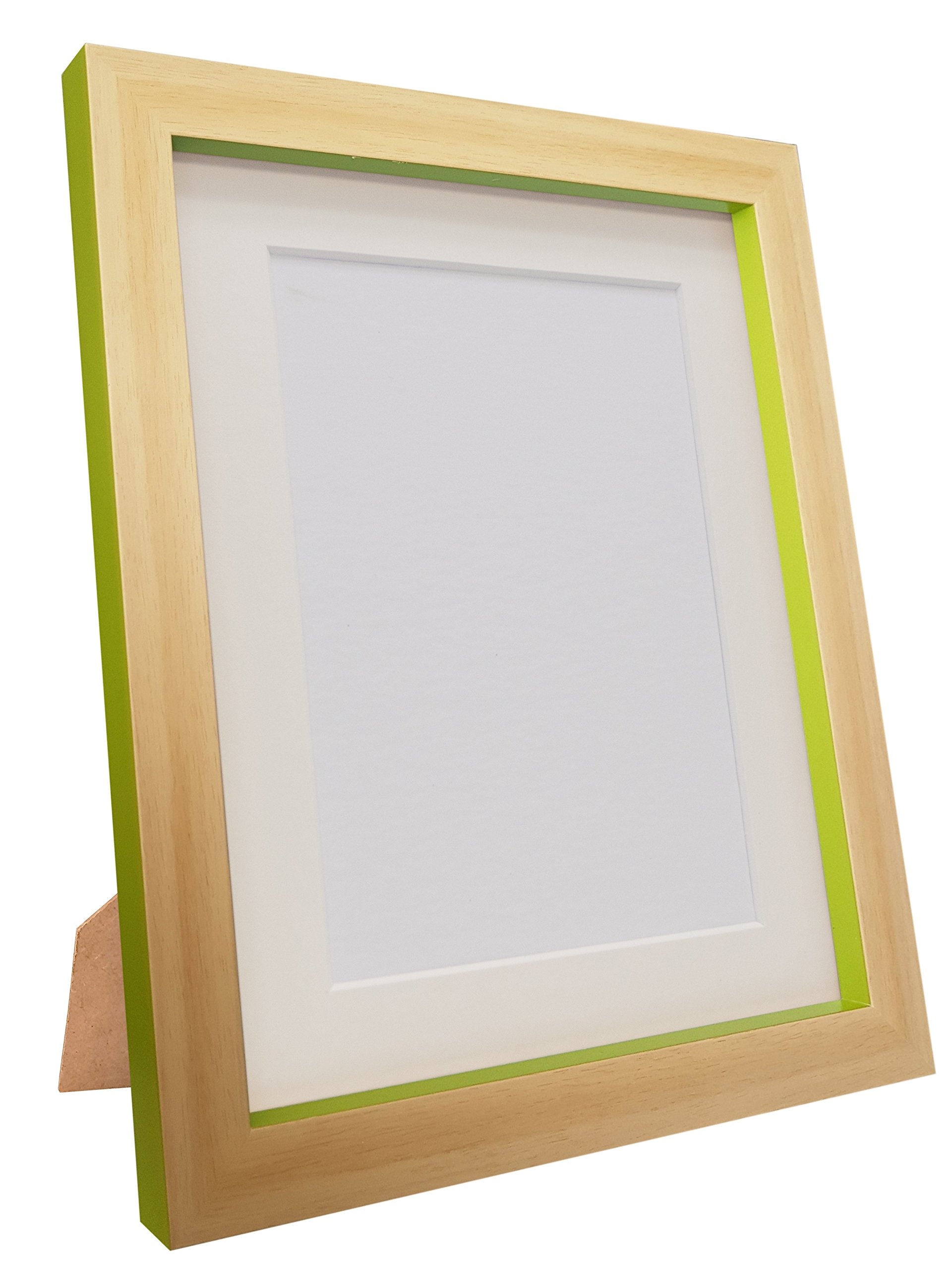 Magnus Beech Picture Photo Frame, Green with White Mount, 40 x 30 cm Image Size 12 x 10 Inch