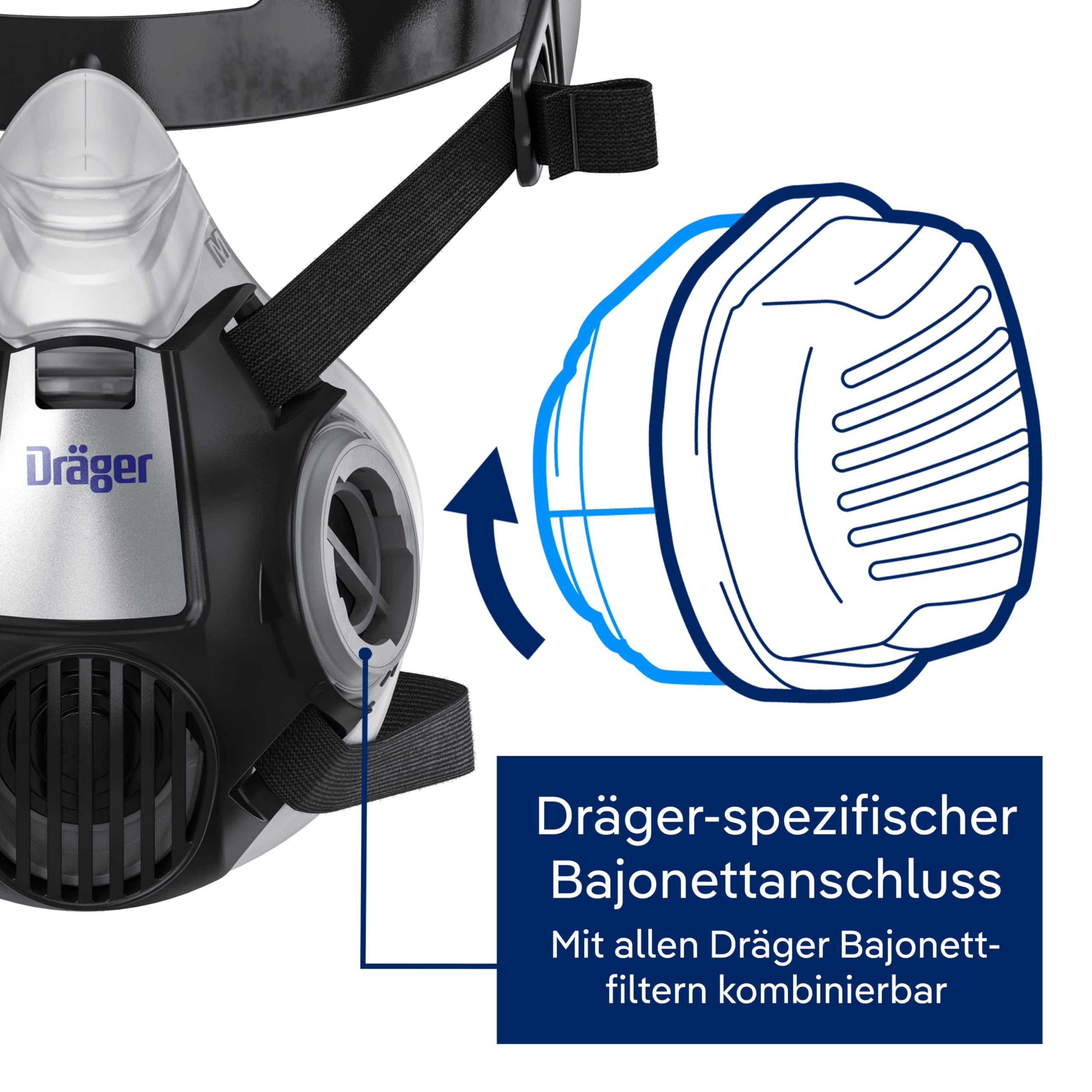 Dräger X-plore 3300 Halbmaske, Mehrweg Atemschutz-Maske für den Einsatz mit wechselbaren Bajonettfiltern, verschiedene Größen