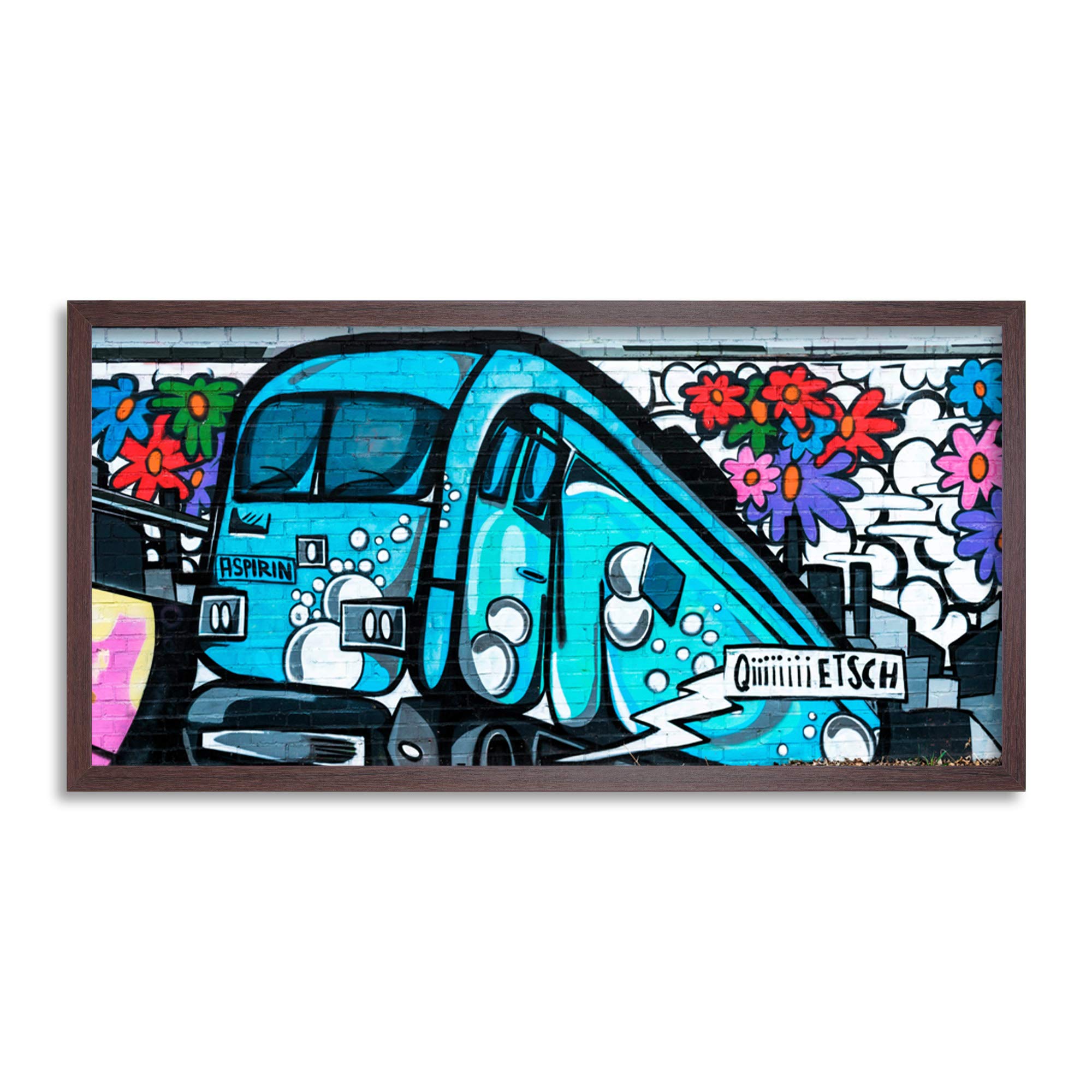 Wee Blue Coo Graffiti Subway Train Long Panel Framed Wall Art Print