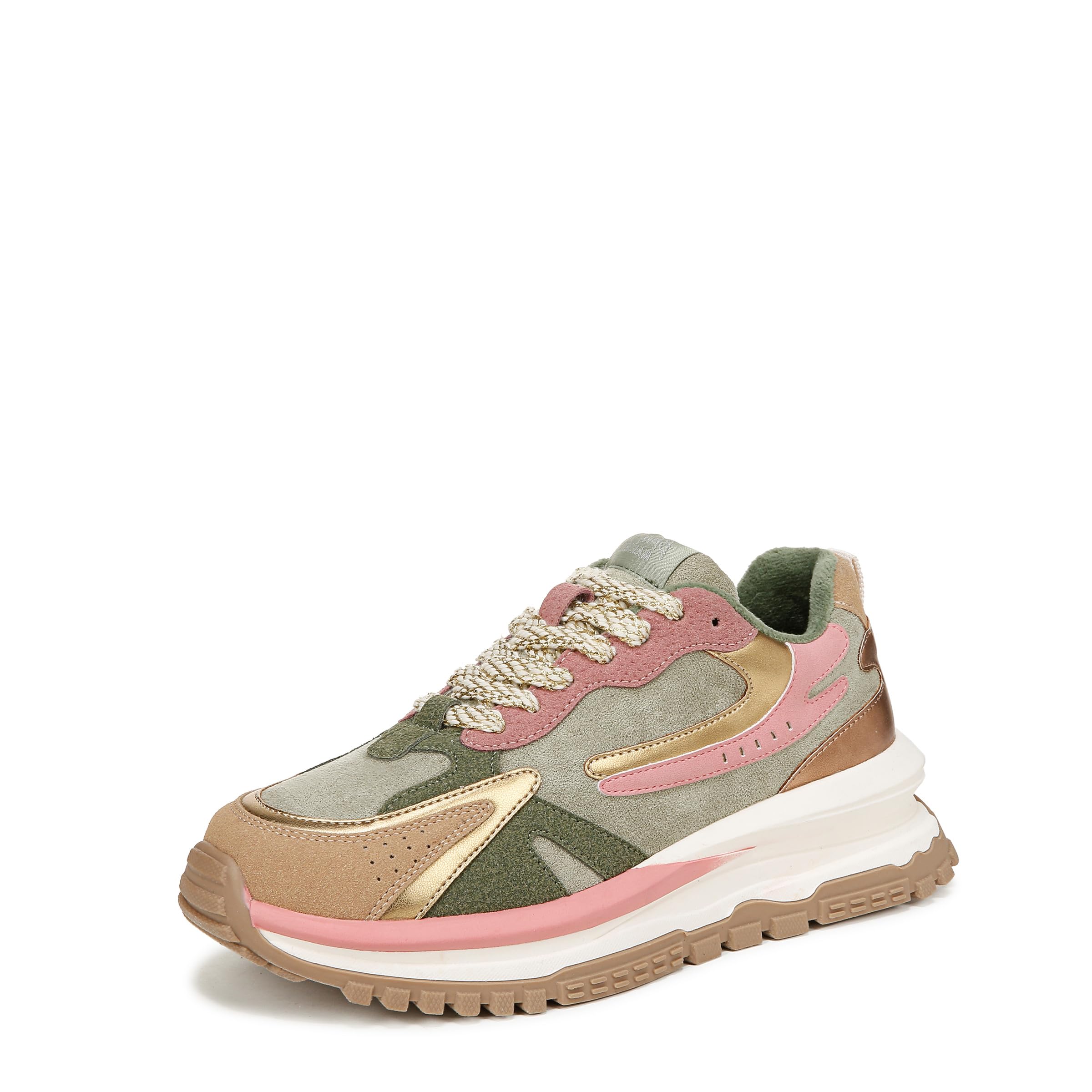 Blowfish Malibu Women's Leo Lace-Up Trainers | 100% Vegan Platform Wedge Sneakers in Green/Pink | Cushioned Chunky Trainers for Everyday Casual Wear | UK 6