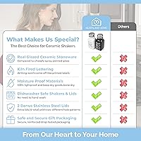 Vista 2 de Heartland Home Farmhouse - Juego de saleros y pimenteros de cerámica con tapas extra. Juego de salero y pimentero 100% de gres, salero y pimentero