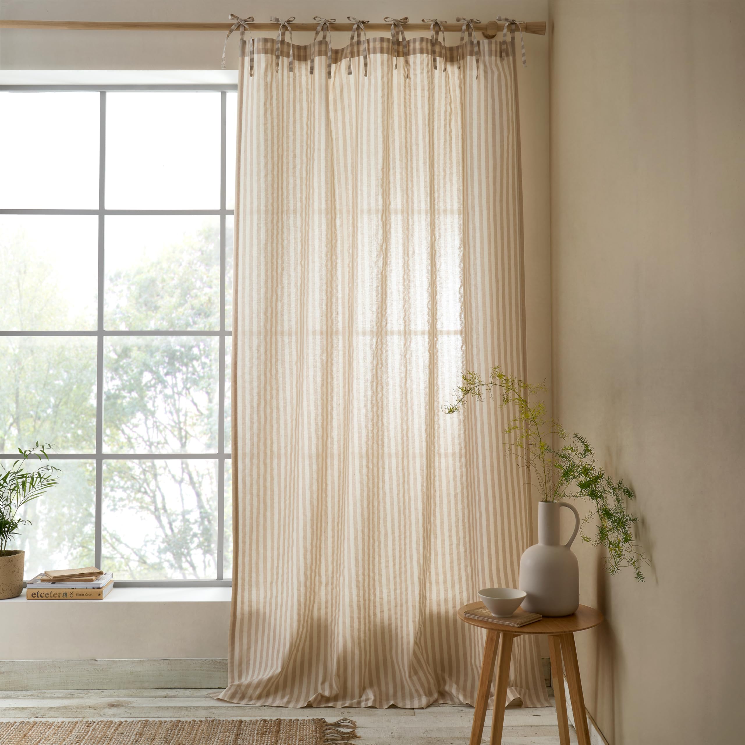 Pineapple Elephant Natural Zanzibar Woven Stripe 140X183cm Voile Curtain Panel