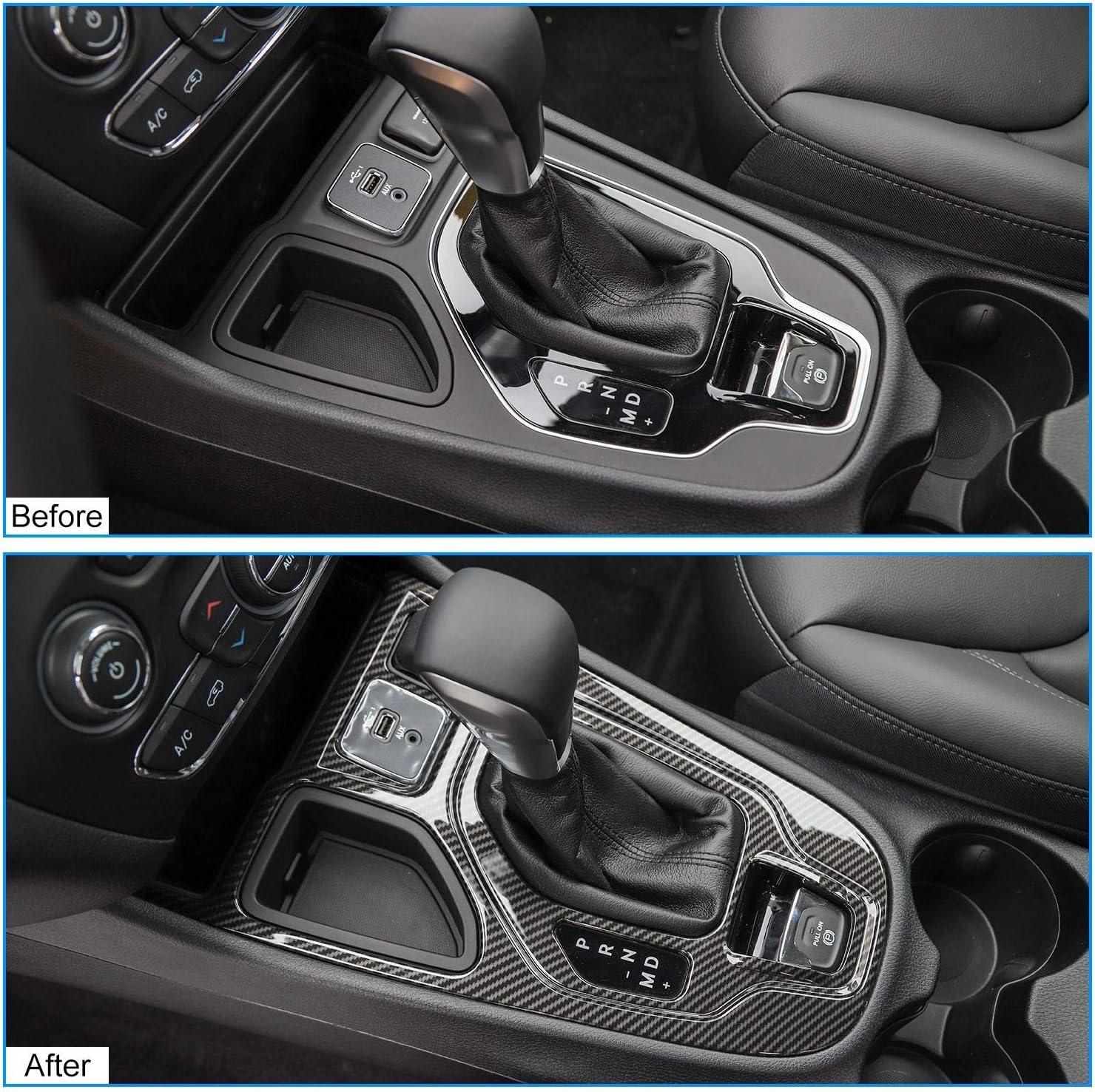 JeCar Carbon Fiber Interior Gear Shift Panel Cover Trim Fit for Jeep Cherokee 2019 2020 2021 2022 Interior Accessories