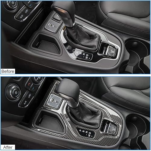 Miniatura 7 de JeCar Cubierta de panel de cambio de marchas de fibra de carbono, accesorios interiores compatibles con Jeep Cherokee 2019 2020 2021 2022