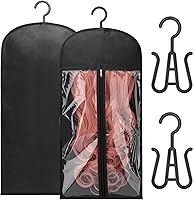 MUIIGOOD 2PCS Wig Storage Bags with Hanger - Dustproof Hair Extension Organizer for Wigs, Extensions & Accessories, Home Salon Travel
