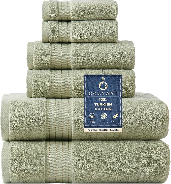 COZYART Sage Green Bath Towels Set for Bathroom Turkish