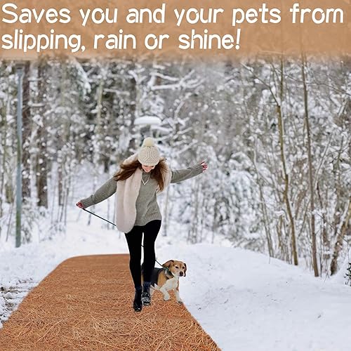 Miniatura 5 de Halatool Paquete de 2 tapetes gruesos antideslizantes de 32 x 80 x 0.28 pulgadas, rollo ancho de fibra de coco natural, impermeable, para