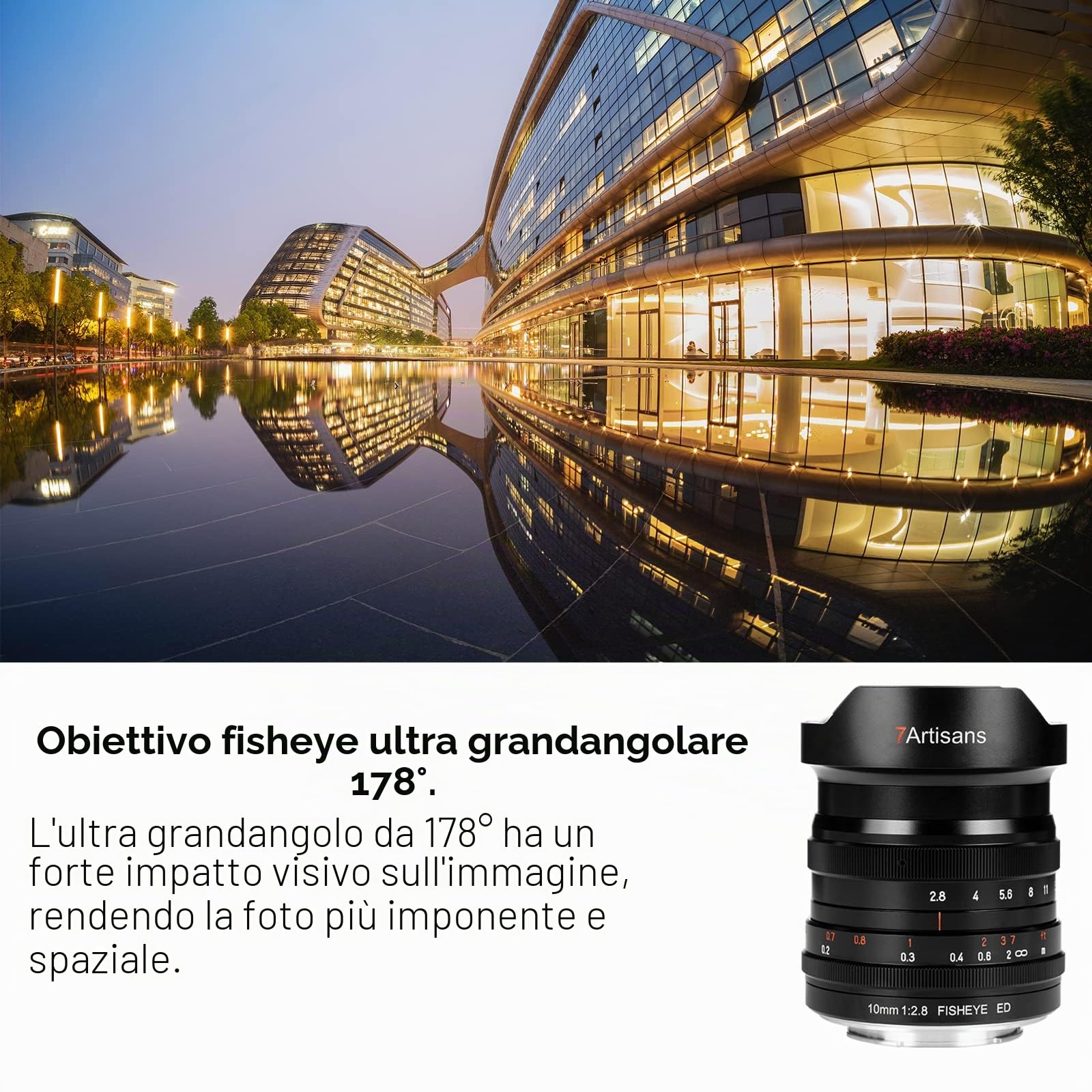 7artisans Obiettivo Fisheye ultra grandangolare da 10 mm F2.8 Full Frame 178 ° Messa a fuoco manuale per fotocamere Mirrorless A7/A7R/A7S/A7II/A7RII/A7SII/A9/A7RIII/A7III/A7RIV/A9II/A7SIII/A7C/A1