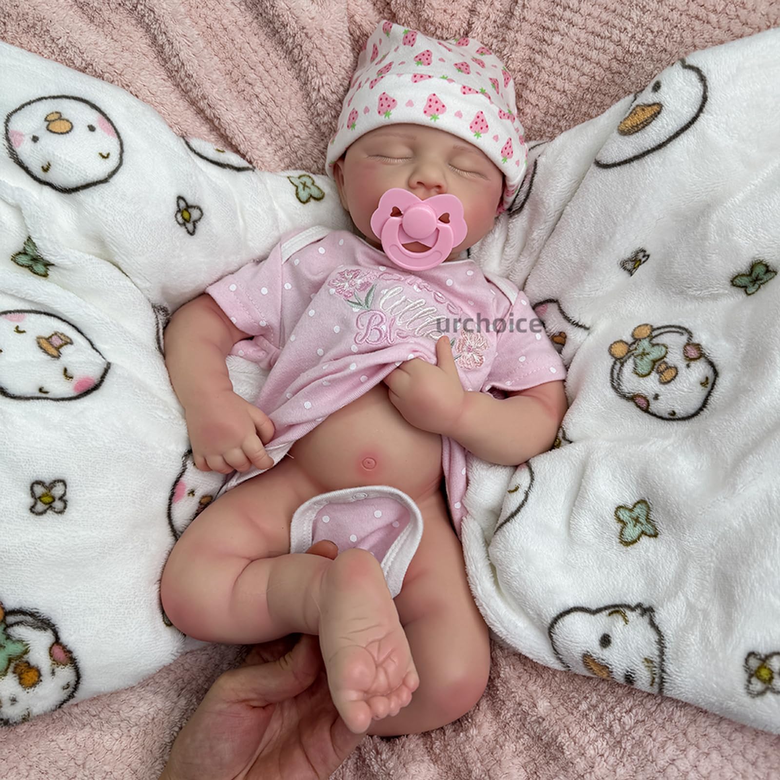 Oppaionaho Full Silicone Body Baby Doll with Mouth that Opens - 20 Inch Lifelike Reborn Baby Dolls Soft Sleeping Newborn Doll Anatomically Correct (Girl)