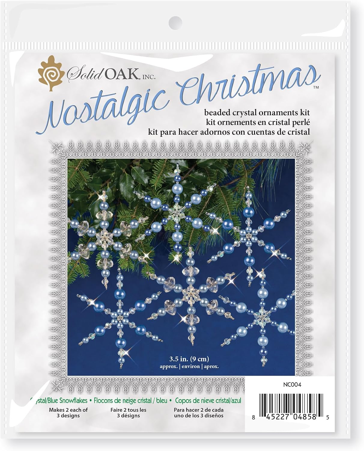 Solid Oak NC004 Kit Beaded Ornament Snowflakes Crystal/Black