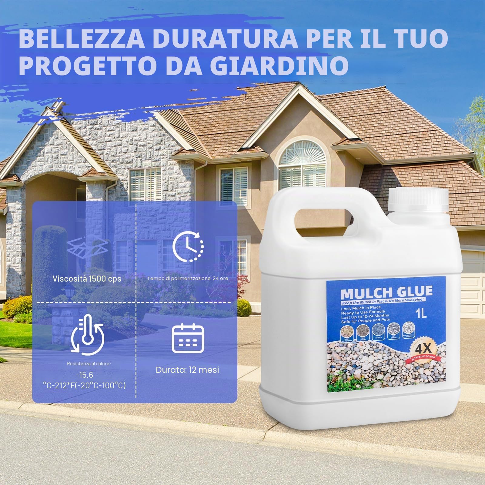 1L di adesivo per ghiaia, legante per ciottoli, legante per sigillatura di pietre, resina adesiva per ghiaia non tossica pronta all'uso, adesivo per pacciame per foglie, paesaggistica, percorsi da
