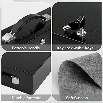 Fireproof Document Box with Key Lock, Metal Fireproof Lock box Portable, Fire Resistant Home Safe Box for Documents, Jewelry, Cash, Tablets and Personal Items, 13.2 x 11 x 4.13