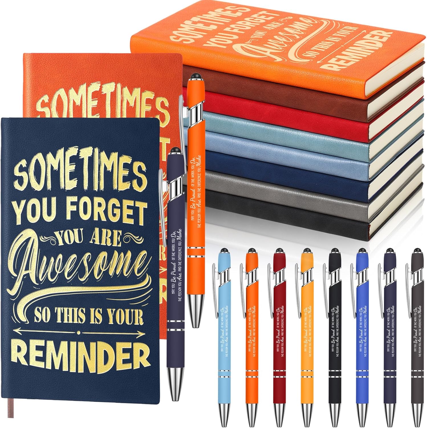 Yeaqee 16 Pcs Thank You Gifts Leather Journals with Ballpoint Pen A6 Journal Notebook Bulk Teacher Appreciation Presents Coworker Leaving Gifts Inspirational Notebooks for Men Women Teacher Volunteer