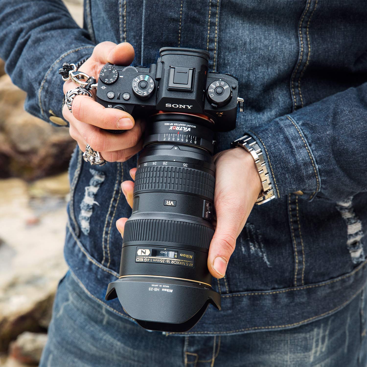 VILTROX NF-NEX Adapter Manueller Fokus Objektivadapter mit Blendenscheibe für G/F/AI/S/D Objektiv auf Sony NEX E Mount Camera Sony A7 A7R A7RII A7RIII A6500 A6300 NEX-7