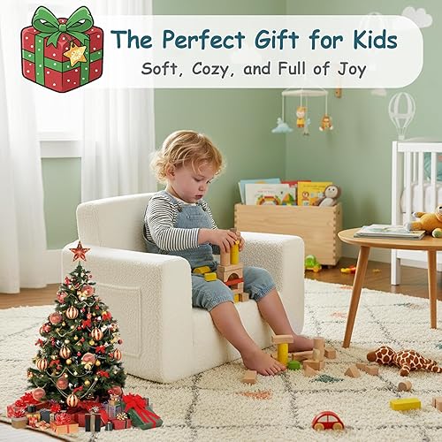 Miniatura 9 de Tiita Sofá para niños, silla infantil 2 en 1, sofá convertible para niños a tumbona, silla abatible para niños, sillas con reposabrazos para niños