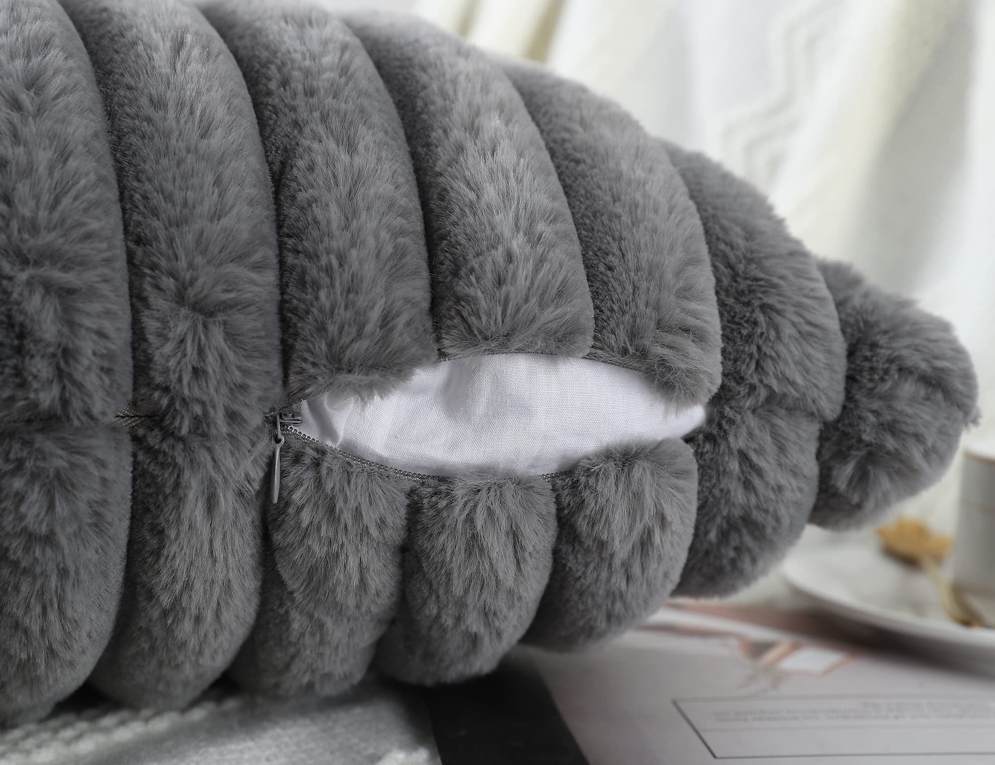 Federa Per Cuscino Lombare PANOD In Finta Pelle 40x65 Cm - Marrone Scuro, Cerniera Nascosta - Per Divano E Letto