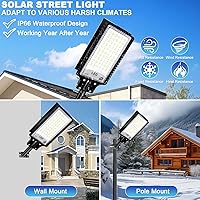 Vista 6 de Luces solares de calle Eleganted al aire libre, luces solares al aire libre impermeables de 10000 lúmenes del atardecer al amanecer, luces solares