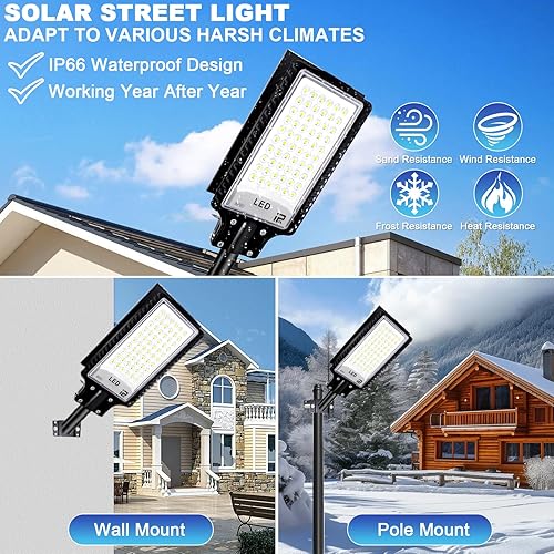 Miniatura 6 de Luces solares de calle Eleganted al aire libre, luces solares al aire libre impermeables de 10000 lúmenes del atardecer al amanecer, luces solares