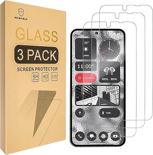 Mr.Shield [Paquete de 3] Protector de pantalla para Nothing Phone 2 [Recortado para cámara] [Vidrio templado] [Vidrio japonés con dureza 9H]