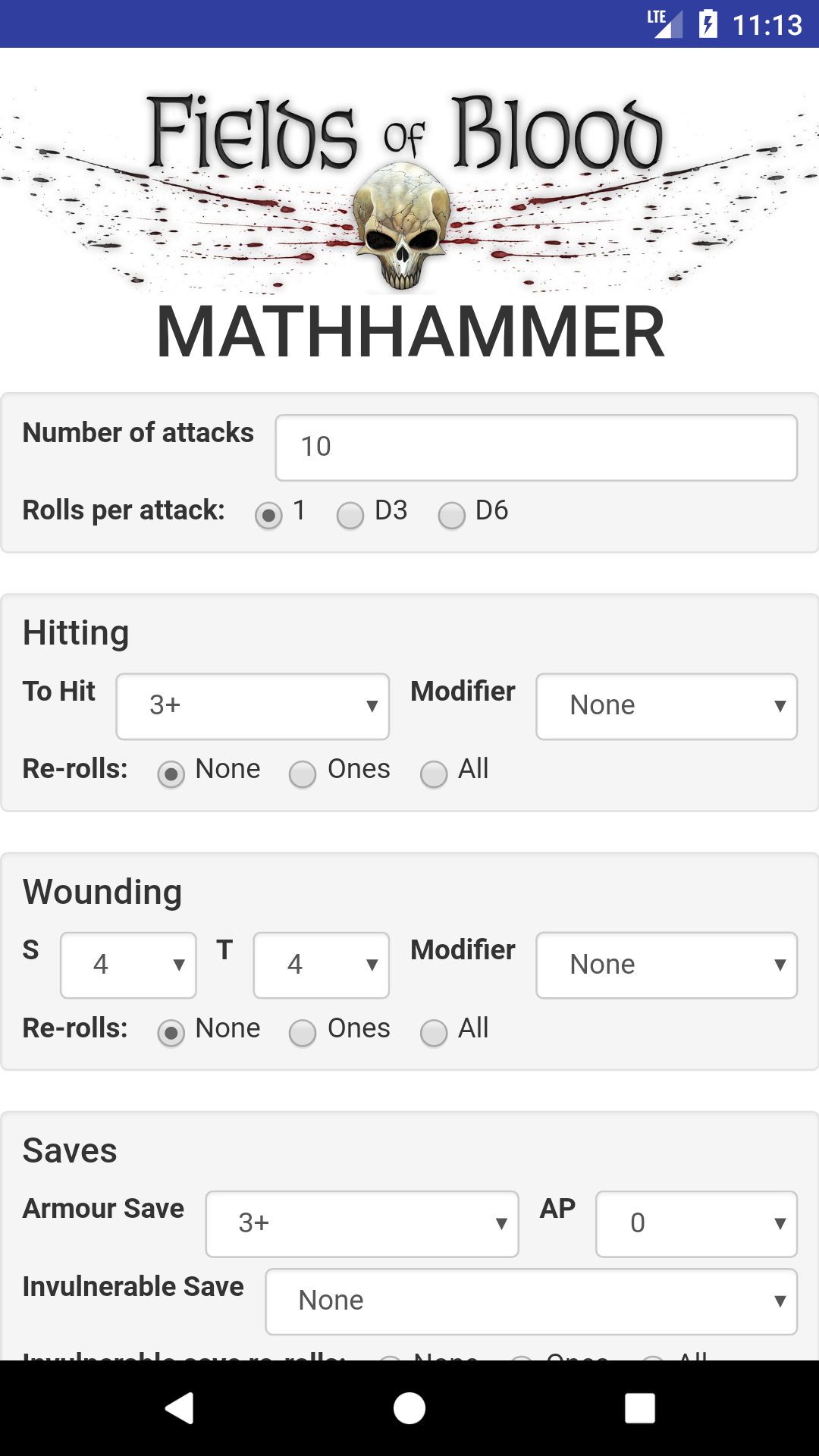 Fields of Blood Mathhammer App on the Amazon Appstore