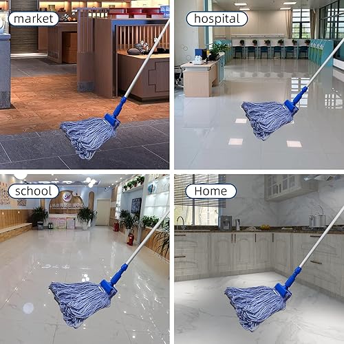 Miniatura 7 de Cabezales de fregona de repuesto comerciales, trapeador de limpieza resistente, cuerda de extremo con bucle de algodón resistente, repuesto de