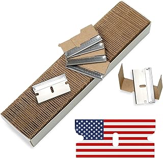 CANOPUS Single Edge Industrial Razor Blades, 100% Made in USA, Heavy Duty Straight Edge Razors, Box & Carton Cutter Replacement Blades, Glass & Paint Scraper Razor Blades (Box of 100)