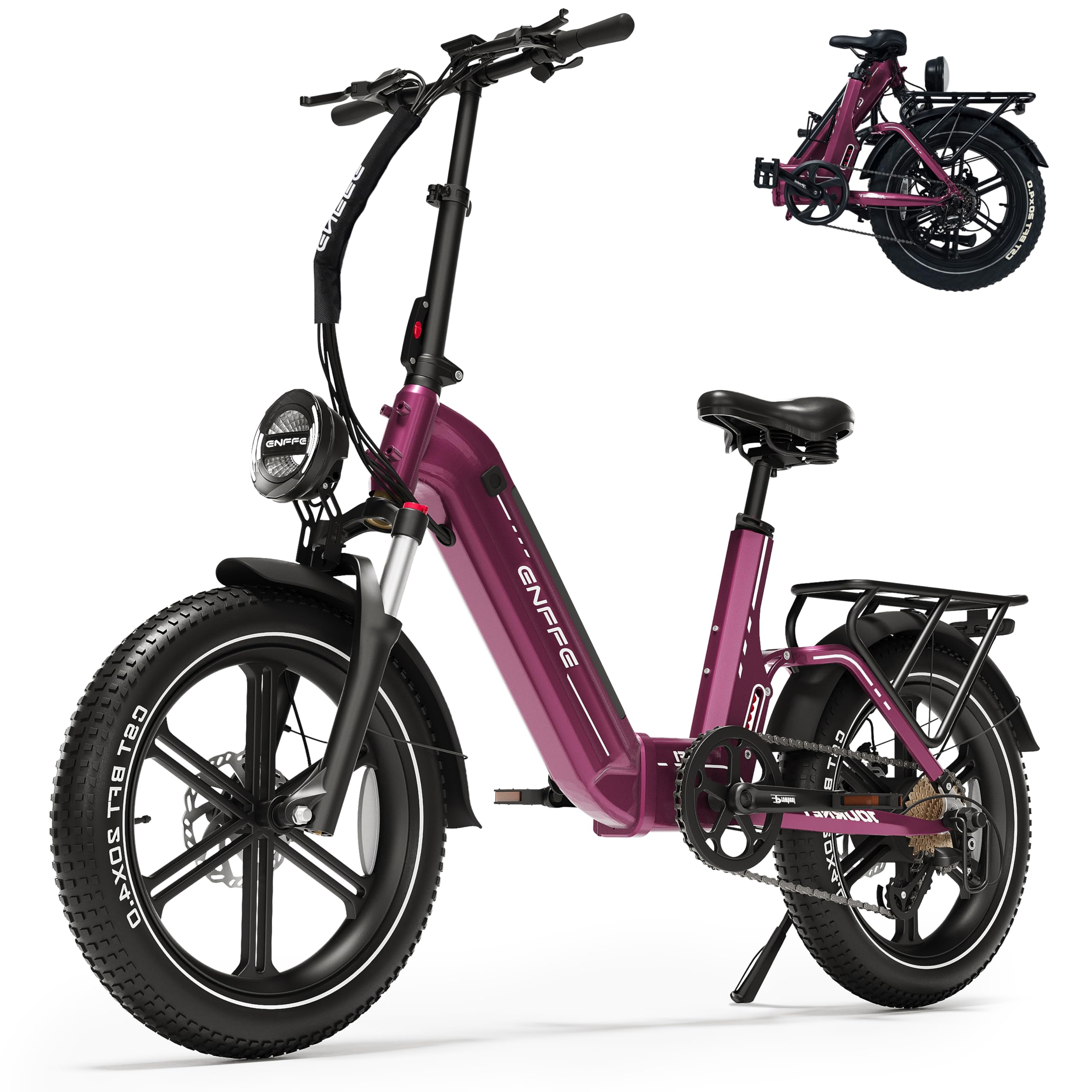 Foldable Electric Bike for Adults, 7-Speed 20"×4 Fat Tire Ebike with 1500W Peak, 28 MPH, 960Wh Removable Battery, Up to 100 Miles Range, Full Suspension Step-Thru E Bike, UL 2849 Certified