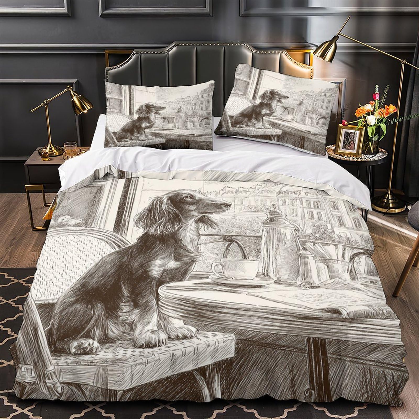Housse de Couette Ours en Peluche Idée Cadeau Parure Lit 260x220