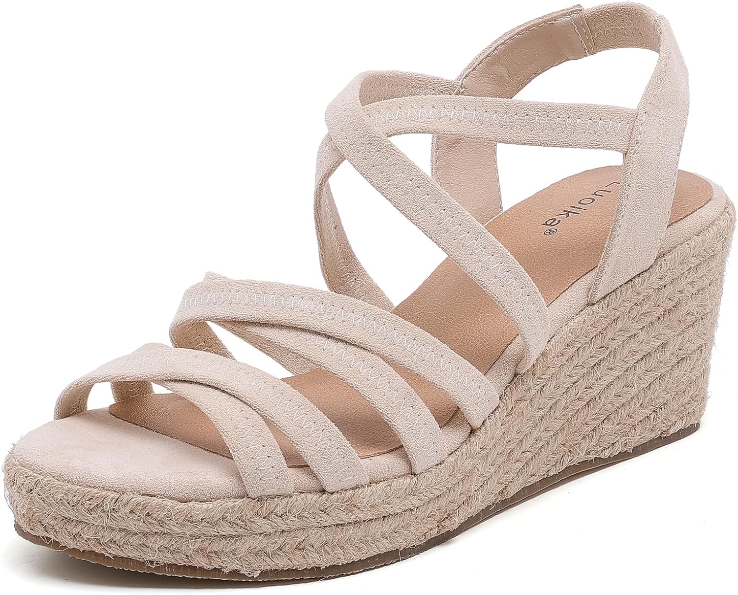 Luoika Women’s Wide Width Wedge Sandals, Platform Wedge Pump Heel Ankle Strap Open Toe Women’s Sandals Concise Casual Summer Shoes.