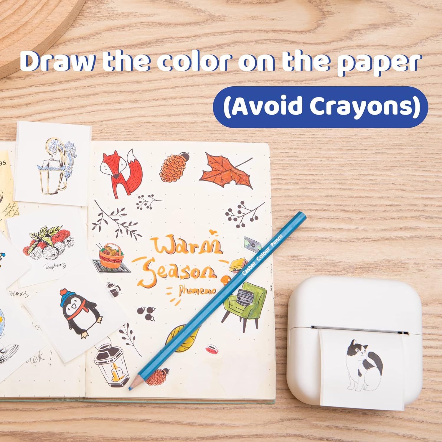 Phomemo Sticker Paper- for T02/M02X/M02L/Y02C/Q02 Mini Printer, White Thermal Sticker for Study Notes, Photo, DIY, Stickers, Image Time 2 Years, Black on White Sticky Paper, 50mm x3.5m, 3 Rolls - Image 5