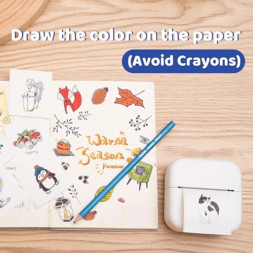 Miniatura 8 de Phomemo Impresora T02 con 3 rollos de papel sin tinta, mini impresora de calcomanías para impresora Bluetooth térmica de bolsillo para notas de