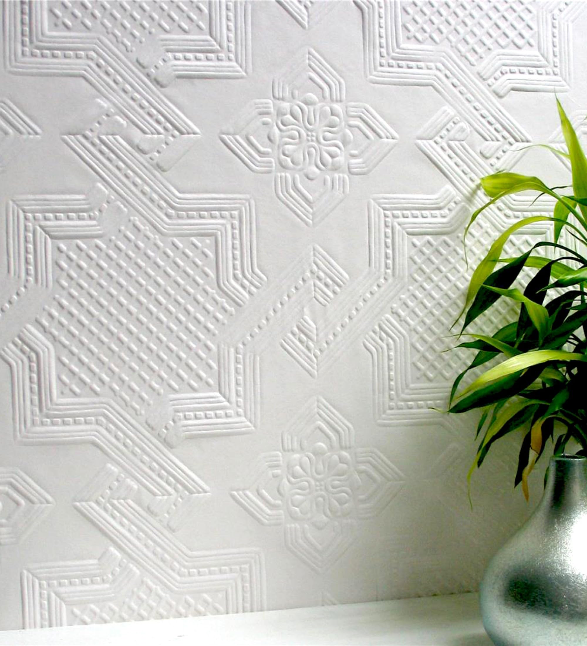 Papier peint vinyle repintable texturé blanc rouleau 10m pour mur cuisine bain
