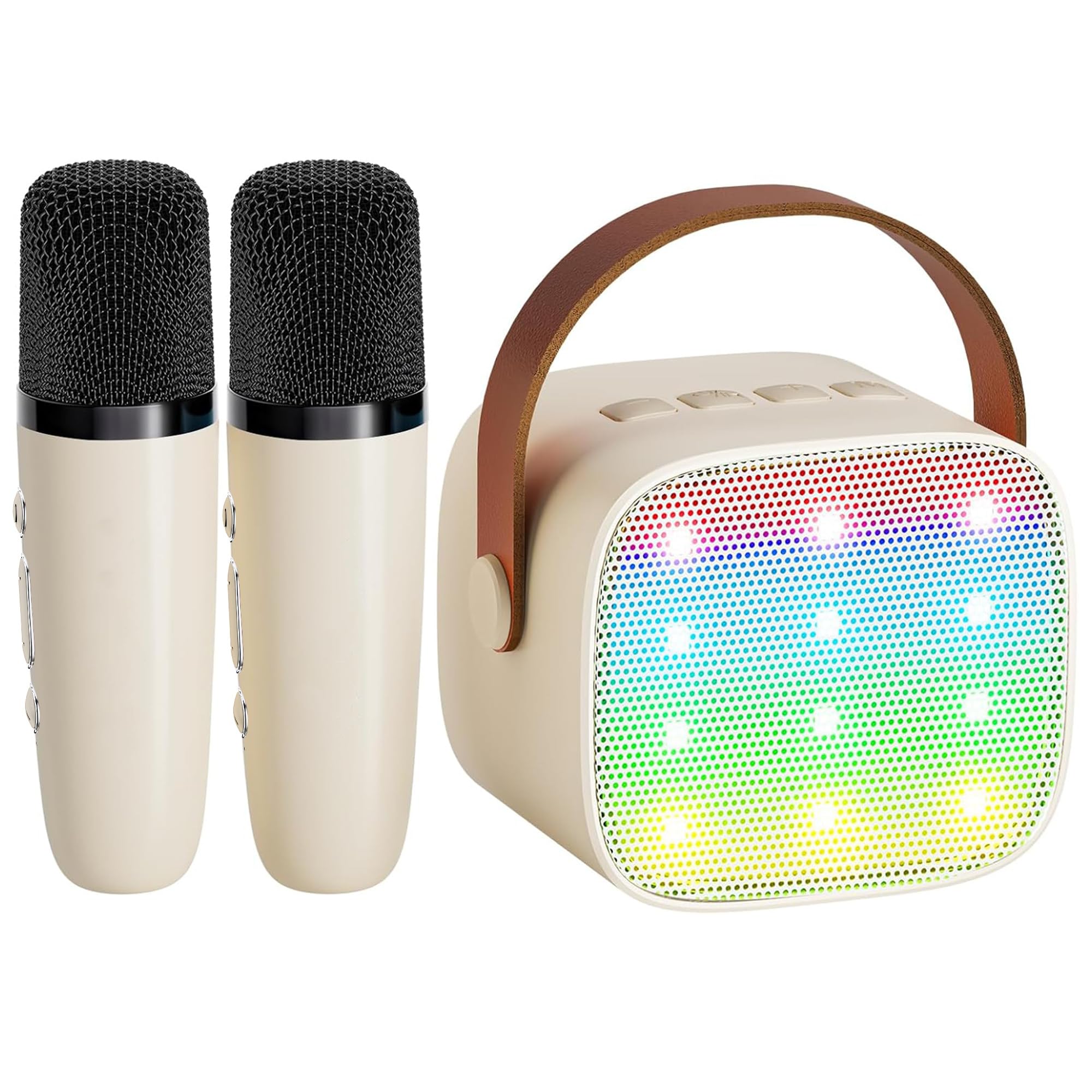 YLL Mini Karaoke Machine with 2 Wireless Microphones, Gifts for Kids | Portable Magic Voice Bluetooth Speaker, Party Light, Birthday Gifts for Girls Boys Ages 3, 4, 5, 6, 7, 8, 9, 10+ Toys Family