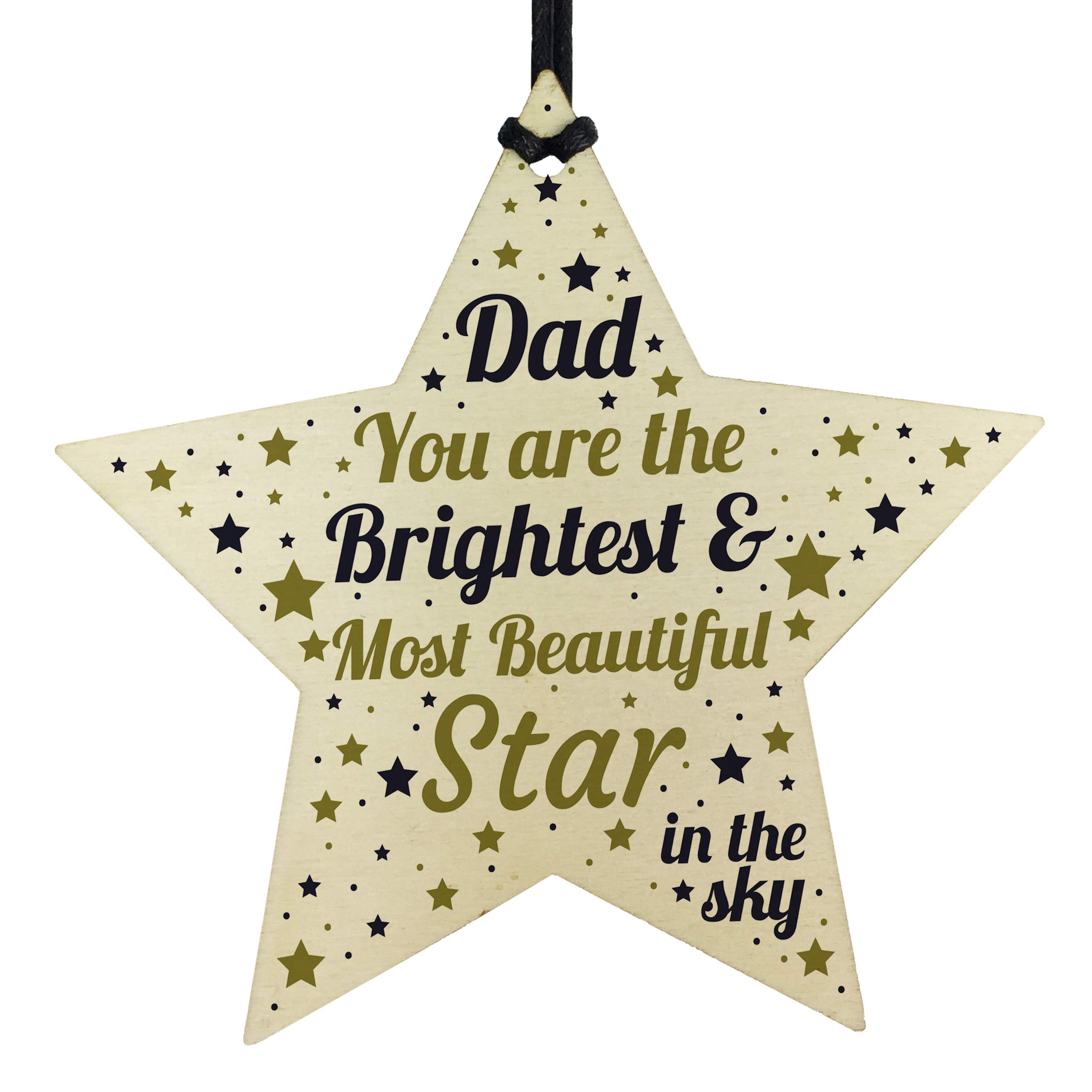 Red Ocean Dad Memorial Birthday Card Wooden Star Daddy Memorial Ornaments Xmas Tree Decoration