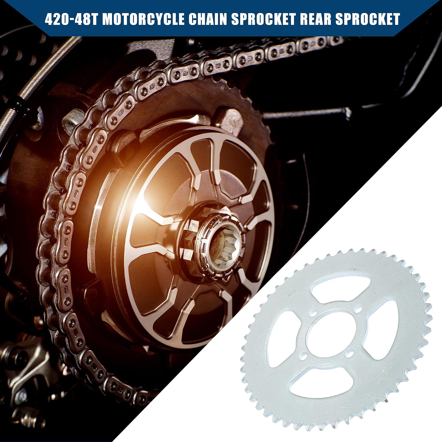 420 Pitch 48 Tooth Motorcycle Chain Sprocket Rear Sprocket/Rear Side for 50cc 70cc 90cc 110cc 125cc Dirt Pit Bike Mini Bike ATV 4 Wheelers Moped/Durable 52mm ID / 1 Pcs