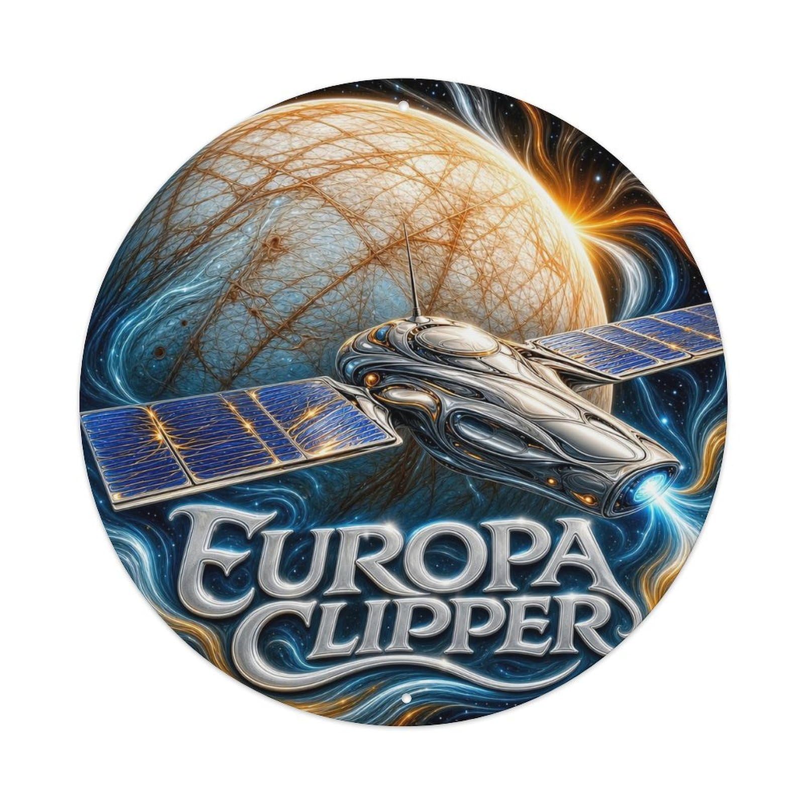 Retro Space Jupiter Europa Milky Way Universe Metal Tin Sign