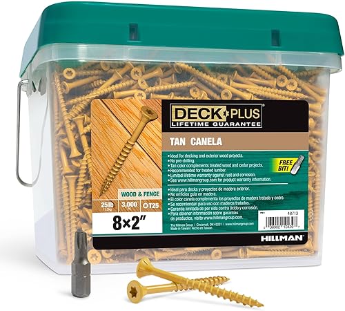 Vista 70 de Deck Plus Tornillos para valla y madera exterior con revestimiento epoxi de 2-1/2 pulgadas #10 x 2-1/2 pulgadas, rosca gruesa incluida, tornillo