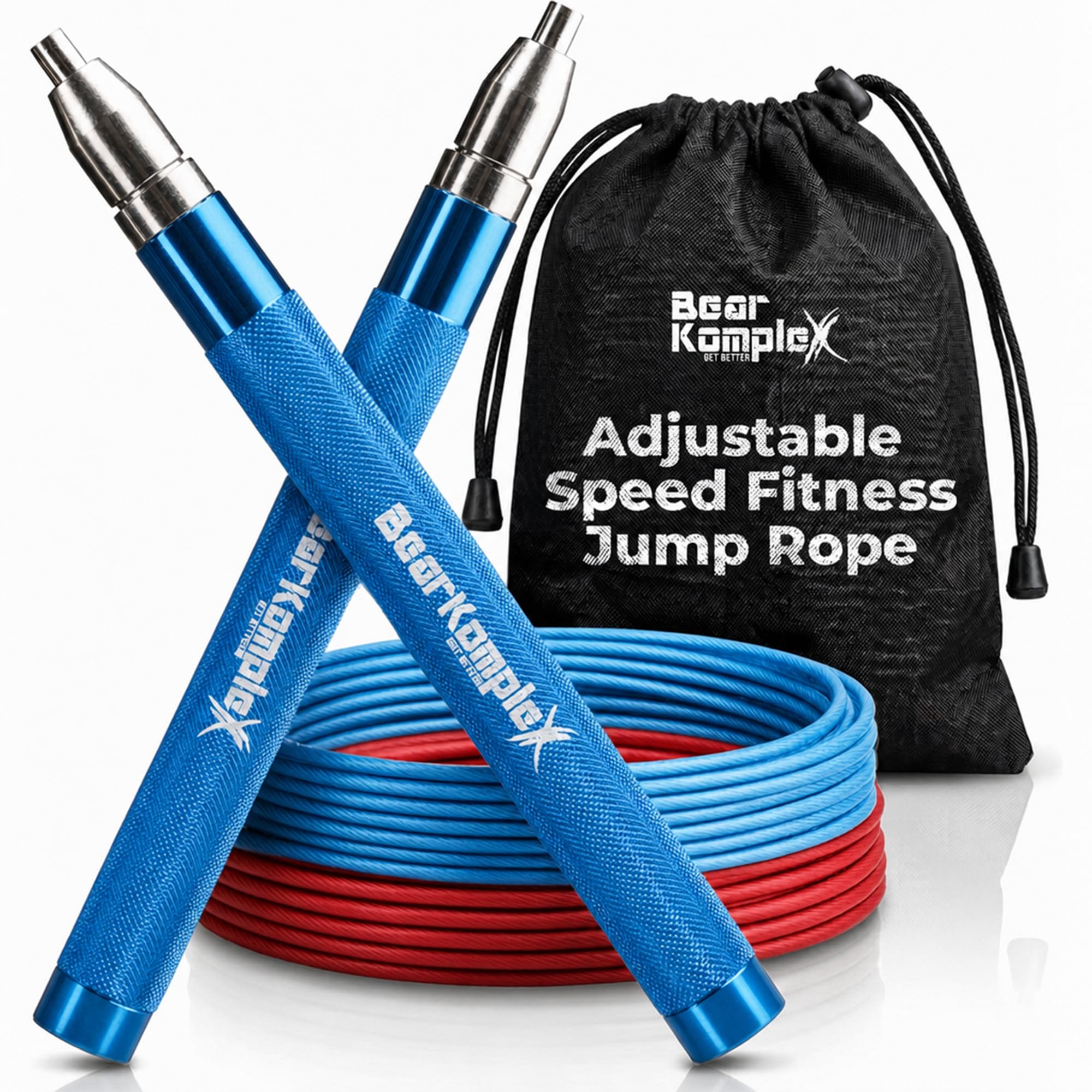 Bear KompleX La cuerda de saltar de velocidad HUMMER es ideal para crossfit, dobles, boxeo, fitness y acondicionamiento. Cable ligero y mango de aluminio fácilmente ajustable que te permiten dominar