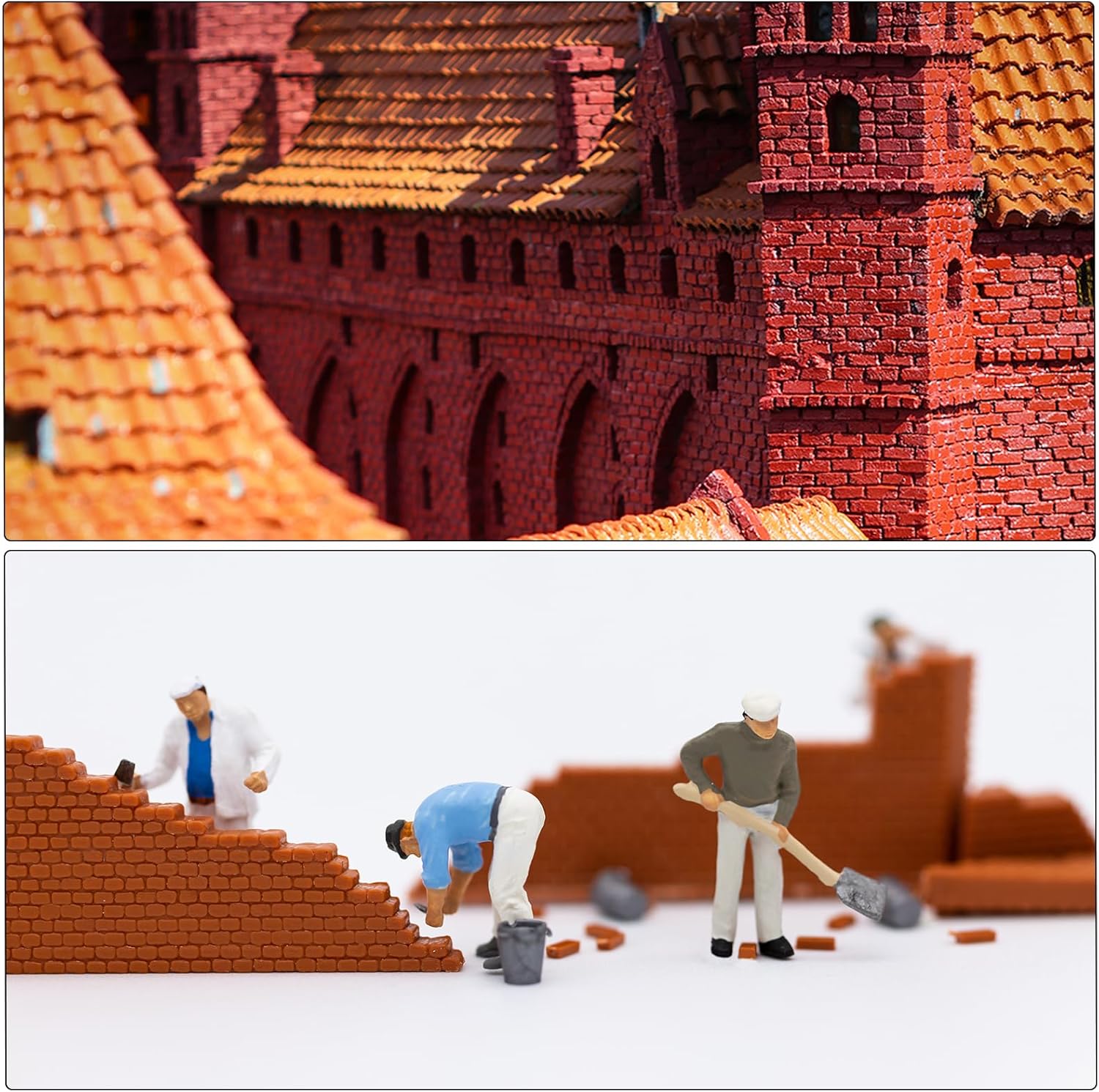 MECCANIXITY Miniature Bricks Clay Mini Wall Brick Model Building Set for Model Building Dolls Pet Houses Garden Red Pack of 200 Scale 1/16 16x8x5mm/0.63x0.31x0.2"