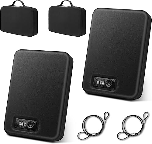 Miniatura 9 de Caja de Seguridad para Pistolas, Caja de Seguridad Portátil para Viajes en Auto, Caja de Seguridad para Armas con Cerradura de Llave, Cajas de