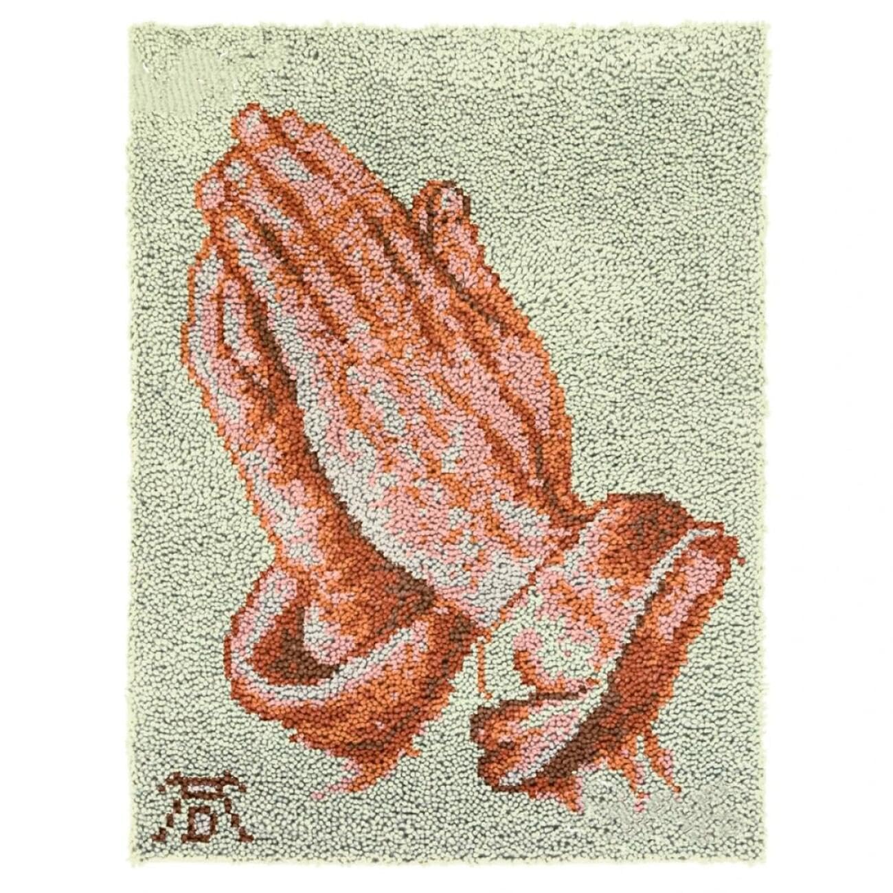 AxiangziK DIY Tapestry Kits for Adults Praying Hands Latch Hook Rug Kits for Beginners DIY Needlework Crocheting Tapestry Kit Home Decor 39x55in