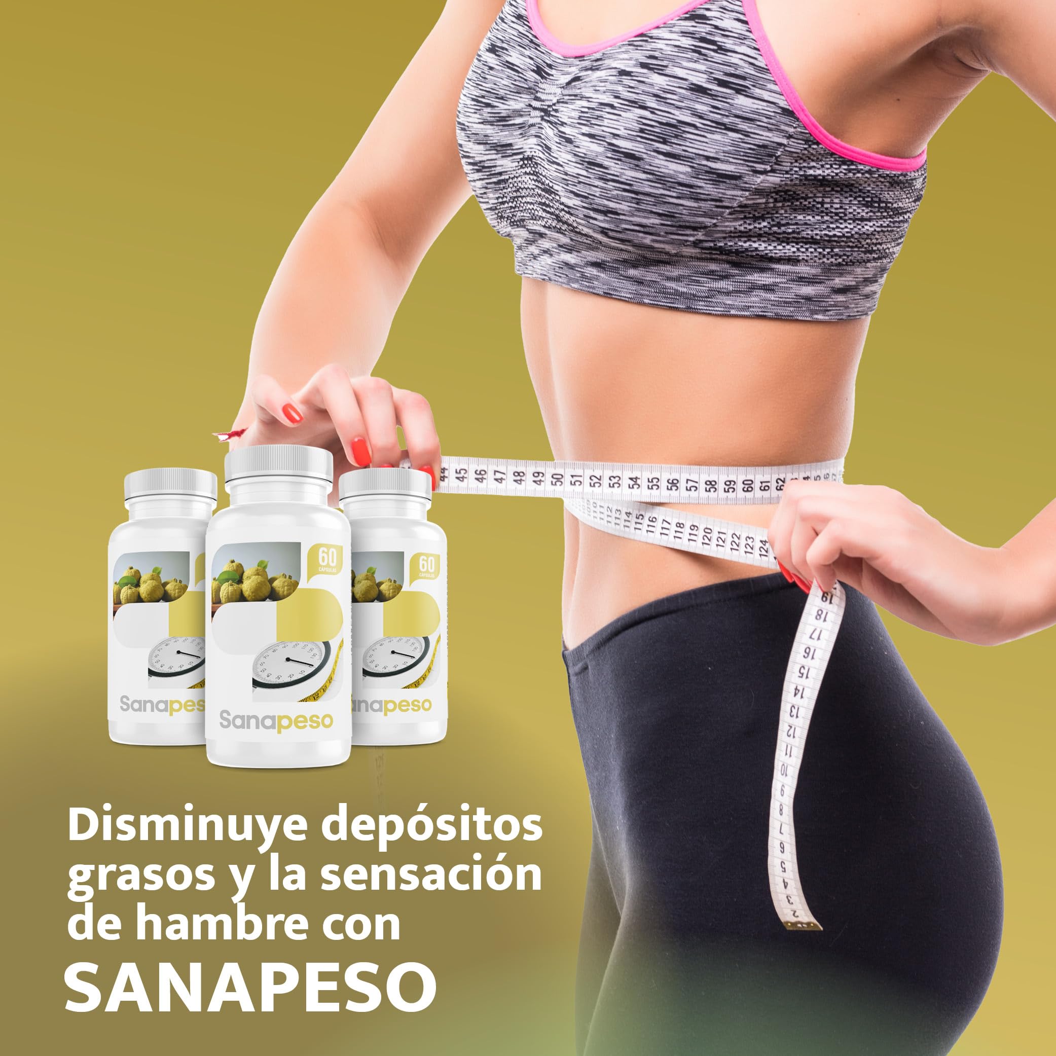 Cápsulas Naturales para el Control de Peso - Con Garcinia Cambogia | Extracto Seco de Café | Ayuda a Controlar el Apetito |Fabricado en España | Sin Gluten ni Lactosa - SANACAPS (3 Botes)