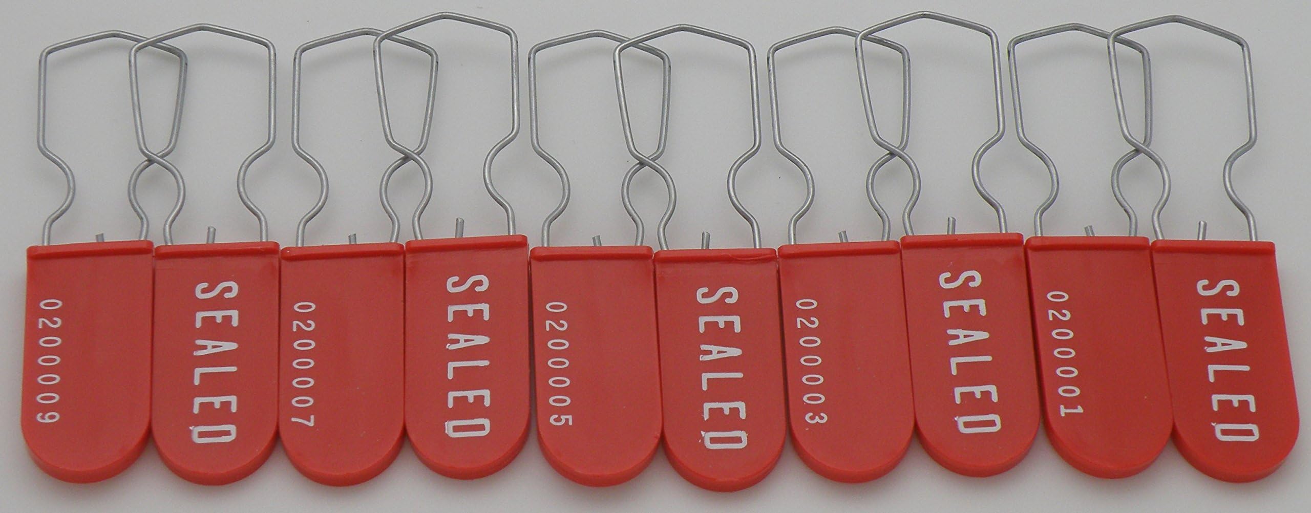 Plastic Padlock Security Seal with Large Shackle Metal Wire (Red, 10 Pack)