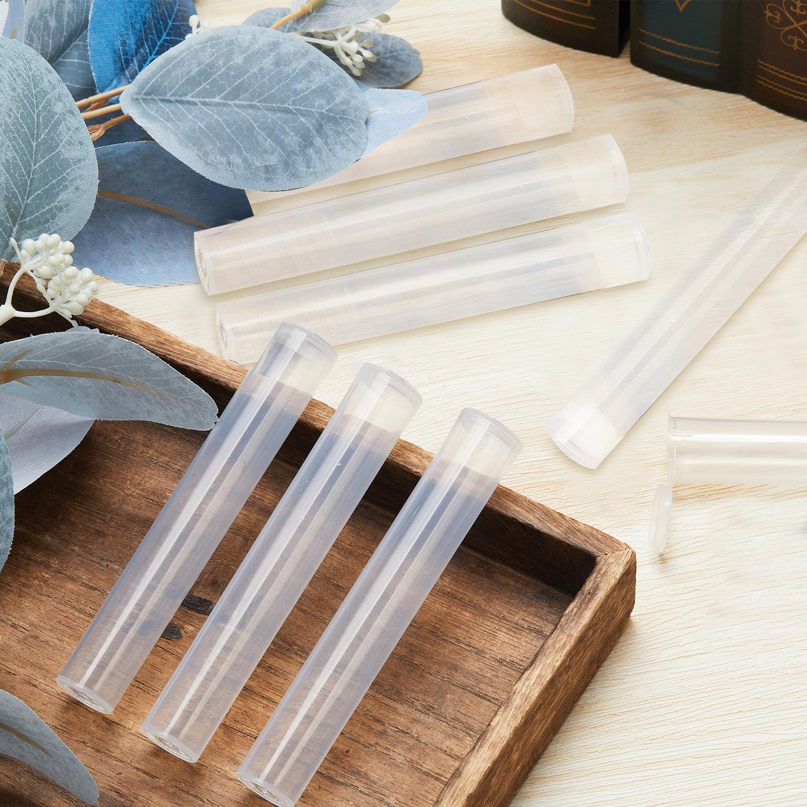 Frienda 100 Pcs Clear 116 mm Tubes Bulk Waterproof Sealing Container Plastic Pre Roll Tubes with Lids