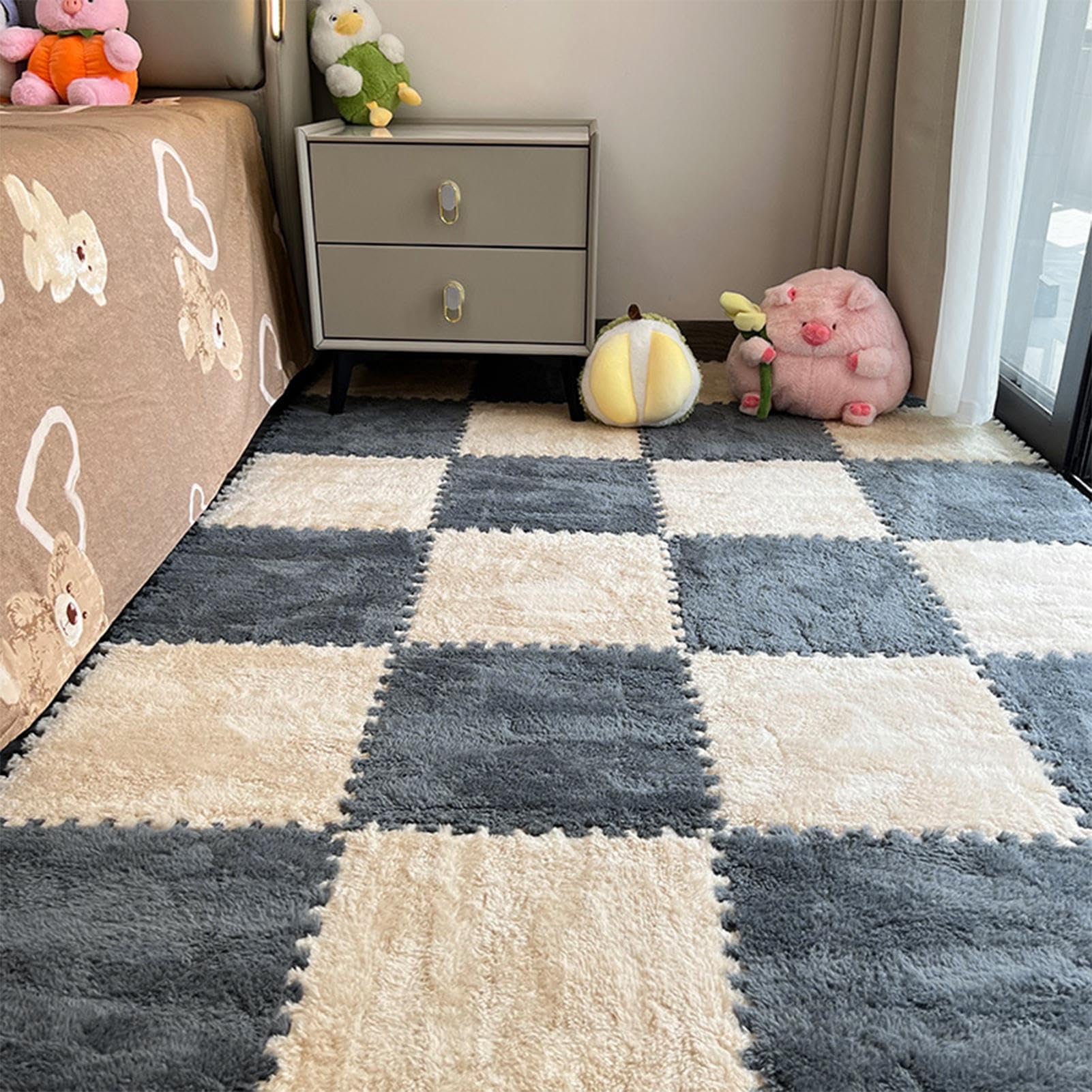 Ineinandergreifende Schaumstoff-Matte – weiche quadratische ineinandergreifende Fliesen für Schlafzimmer, Kindergarten oder Spielzimmer | Individuell zuschneidbarer Puzzleteppich für ein Vestib