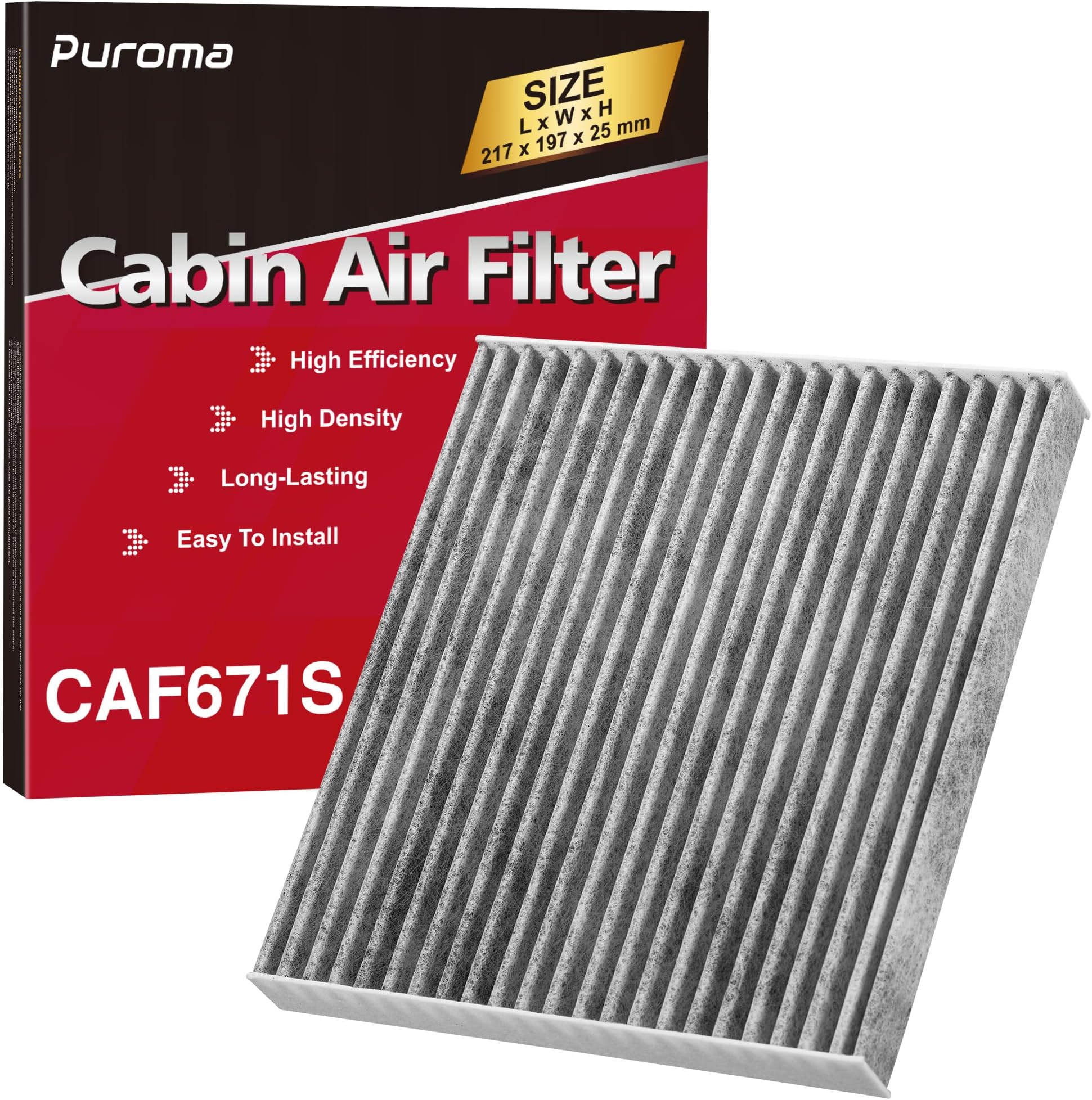 Puroma Cabin Air Filter with Activated Carbon, Replacement for CF11671, 6090C, CAF1864P, Mazda: EG21-61-P11, Jeep Grand Wagoneer, Wagoneer, Mazda CX-7, RAM 1500, 1500 Classic, 2500, 3500, 4500, 5500